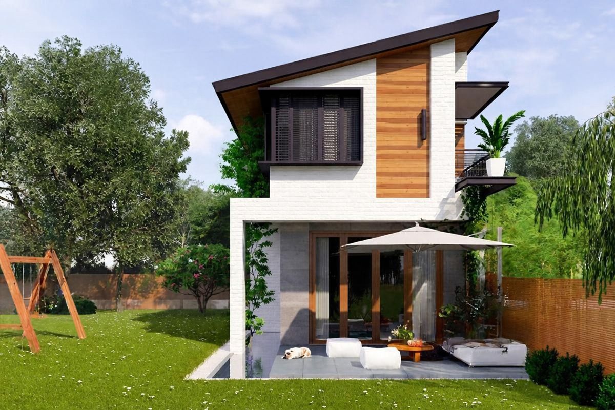 30+ Mẫu Biệt Thự Mái Lệch Đẹp, Hiện Đại & Chi Phí 2026 7 Mặt bằng công năng biệt thự mái lệch 2 tầng phân chia hợp lý giữa không gian chung và khu vực riêng tư (Ảnh: Sưu tầm)
