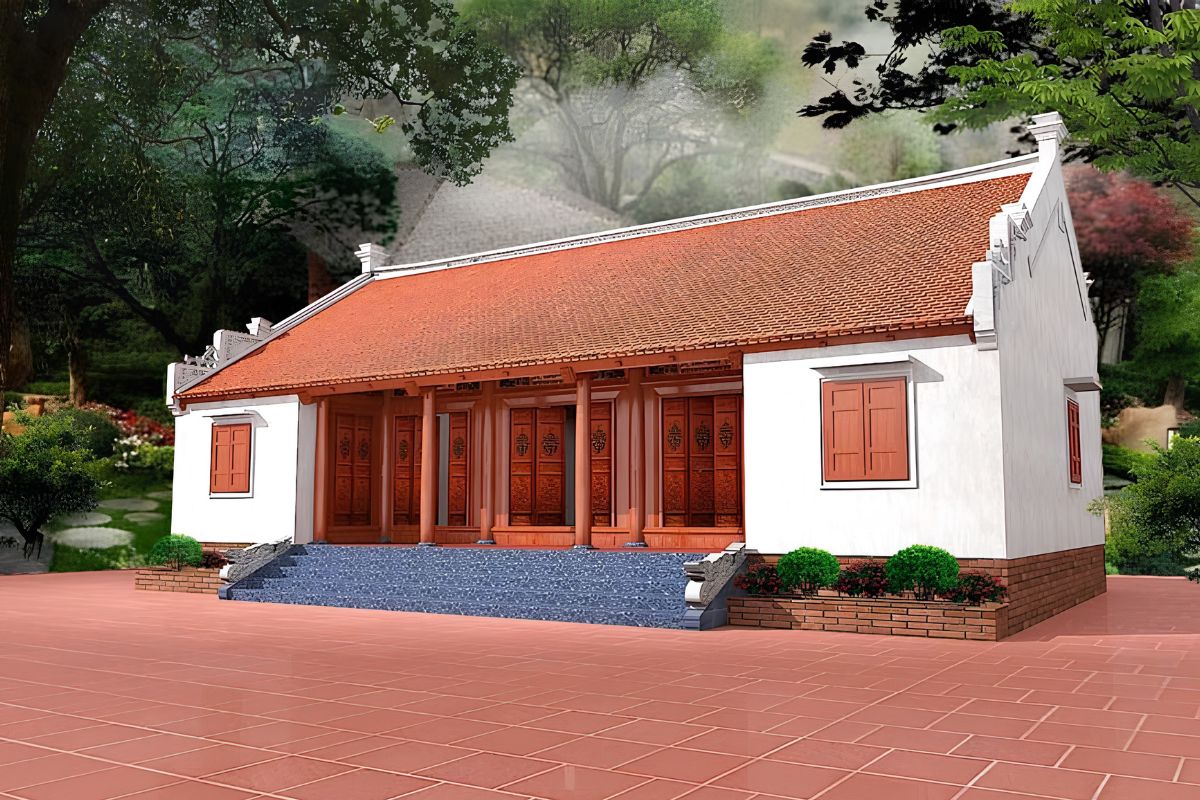 Biệt thự mái ngói đỏ kiểu nhà ba gian đặc biệt phù hợp khu đất rộng, sân vườn lớn ở ngoại thành và nông thôn  (Ảnh: Sưu tầm)