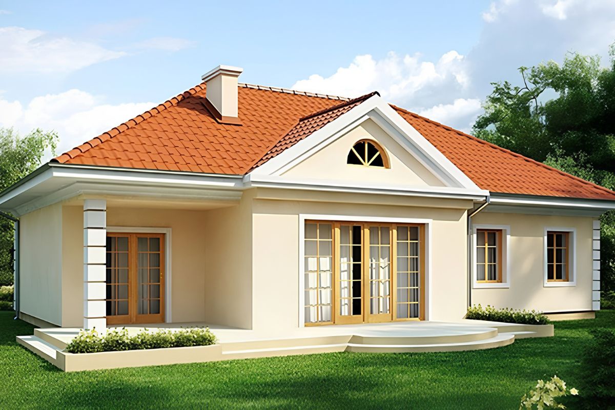Biệt thự ngói đỏ 1 tầng phù hợp khu đất rộng, mang đến không gian sống thuận tiện trên cùng một mặt sàn  (Ảnh: Sưu tầm)