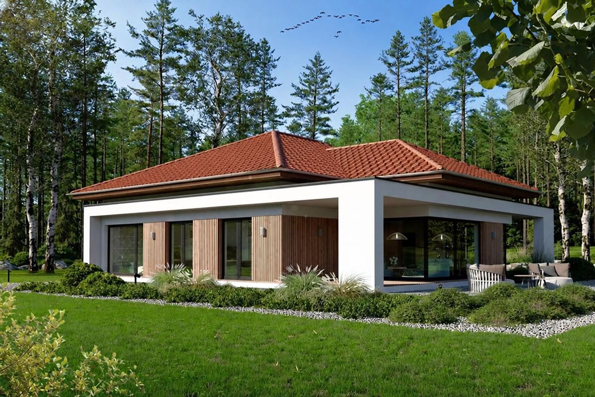 Mẫu biệt thự ngói đỏ 1 tầng đặc biệt thích hợp với gia đình có trẻ nhỏ hoặc người lớn tuổi (Ảnh: Sưu tầm)