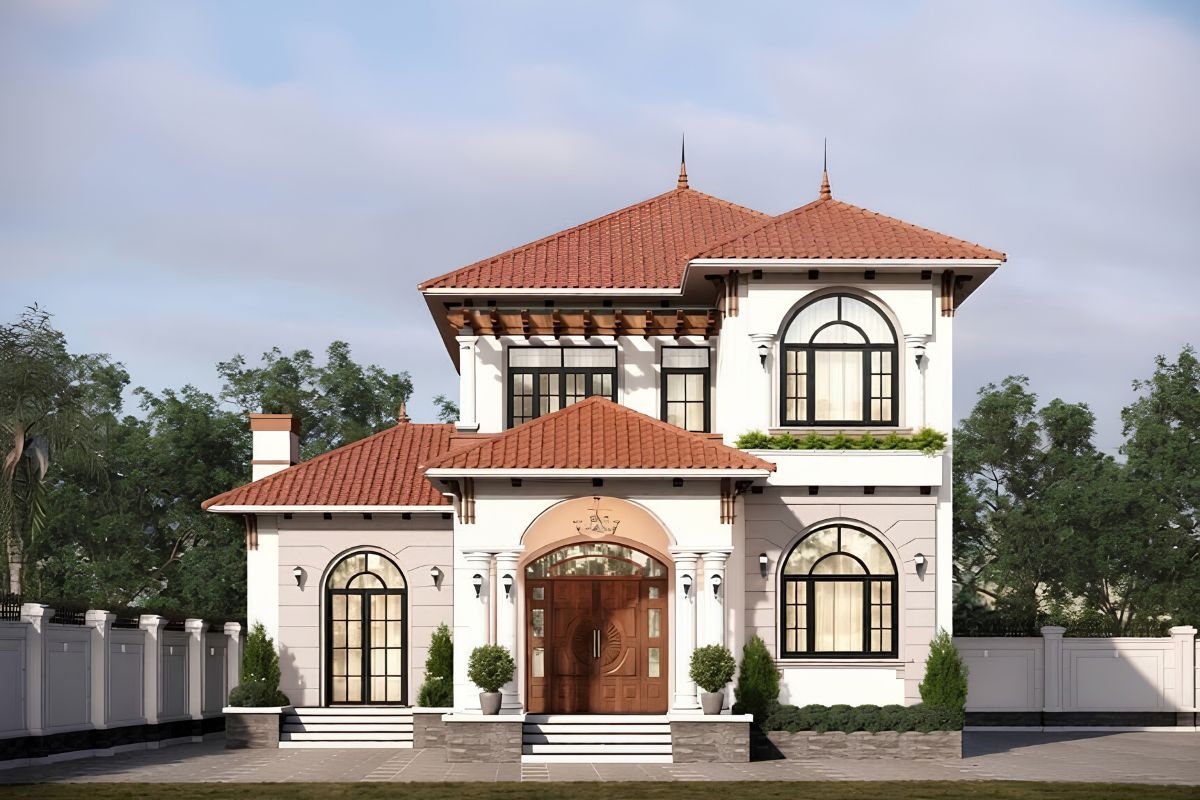 Biệt thự ngói đỏ 2 tầng cân bằng tốt giữa diện tích sử dụng, công năng và tỷ lệ kiến trúc (Ảnh: Sưu tầm)