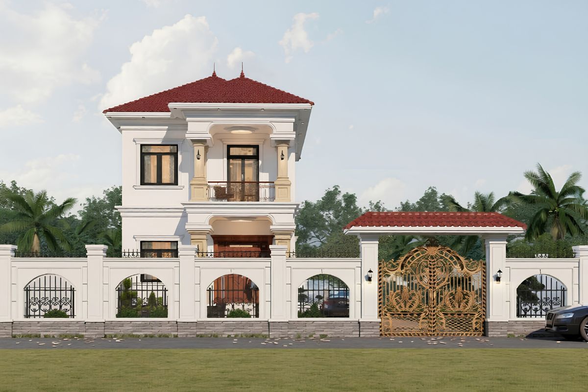 Mặt bằng chữ L giúp mẫu biệt thự ngói đỏ phân chia công năng rõ ràng nhưng vẫn duy trì kết nối giữa các khu vực  (Ảnh: Sưu tầm)