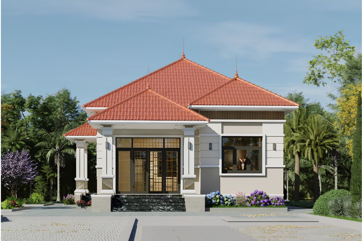 Mẫu biệt thự ngói đỏ ngày nay được biến tấu linh hoạt theo nhiều phong cách nhưng vẫn giữ được nét sang trọng và gần gũi (Ảnh: Sưu tầm)