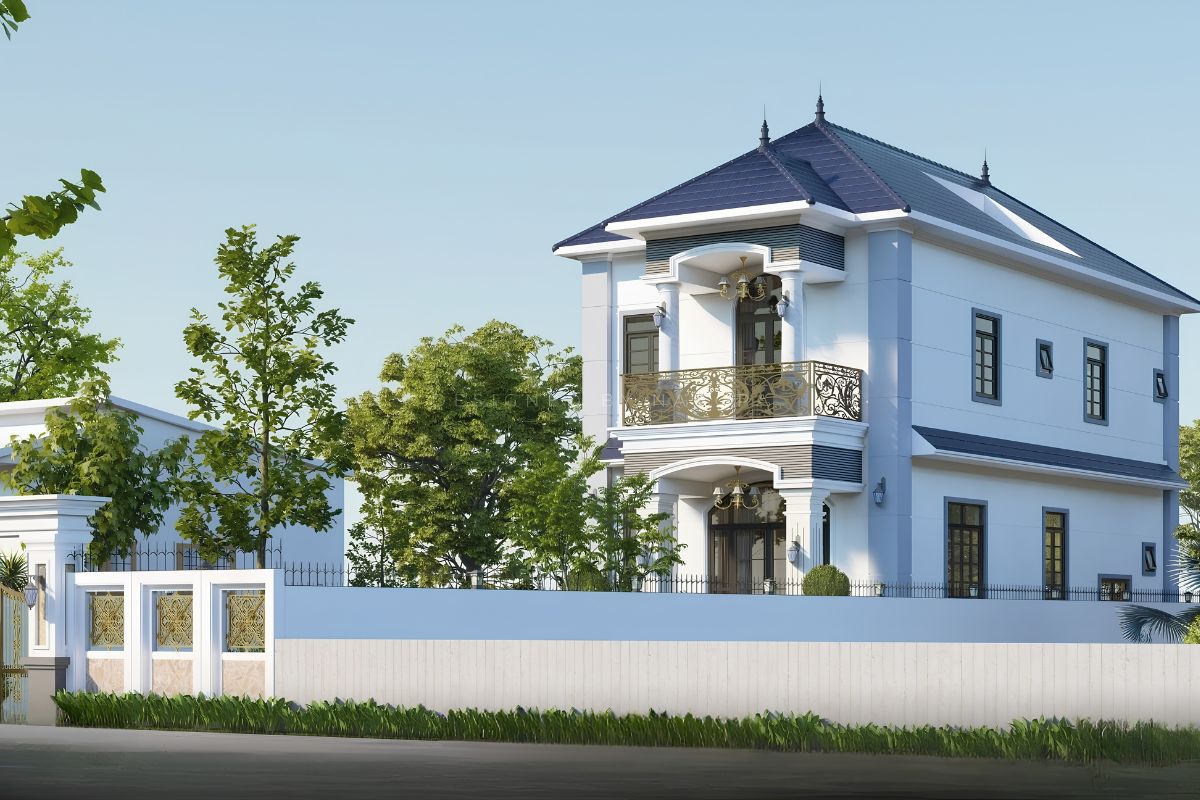 50+ Bản Vẽ Mặt Bằng Biệt Thự 2 Tầng Tối Ưu Công Năng & Phong Thủy 16 Mặt bằng biệt thự 2 tầng mái Nhật với hình khối cân đối, sảnh chính rộng và không gian mở hướng sân vườn (Ảnh: Sưu tầm)
