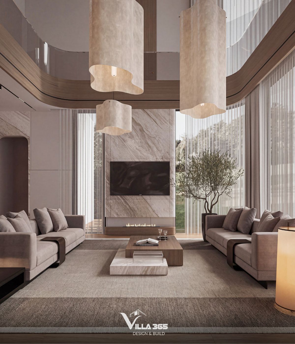 Thiết kế nội thất Mỹ Villa: Chạm vào an yên 2 Bảng màu đầy thanh lịch trong không gian phòng khách