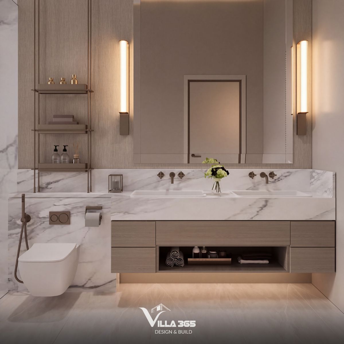 Thiết kế nội thất Mỹ Villa: Chạm vào an yên 4 Những gam màu trung tính tạo cảm giác thư thái, riêng tư cho không gian phòng tắm