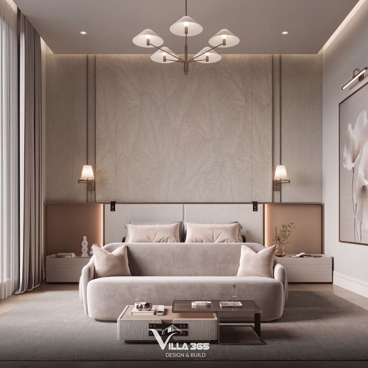 Thiết kế nội thất Mỹ Villa: Chạm vào an yên 8 Chất liệu nỉ, nhung, dạ… tạo cảm giác ấm áp cho không gian phòng ngủ