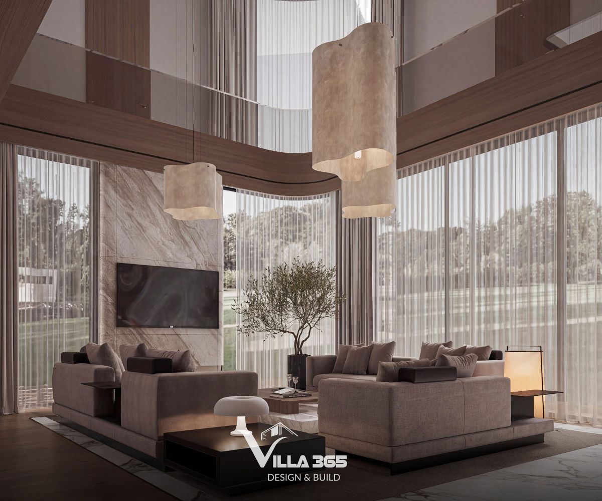 Thiết kế nội thất Mỹ Villa: Chạm vào an yên 14 Ánh nắng được điều tiết qua “lớp lọc kép” là cửa kính và rèm trước khi đi vào không gian nội thất